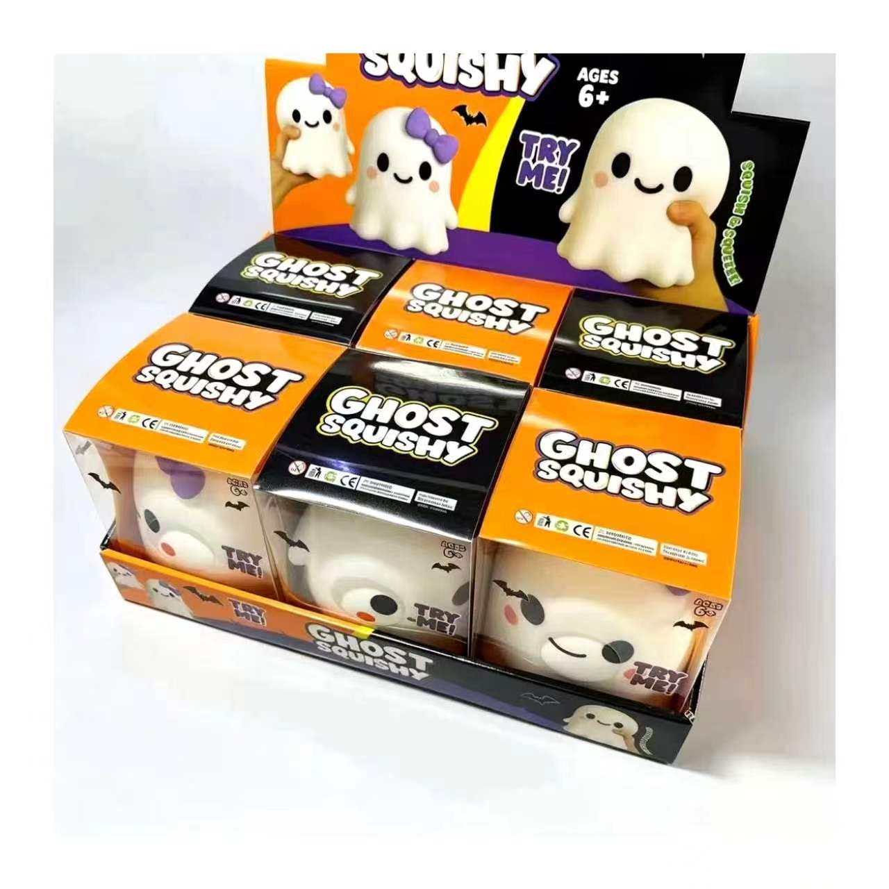 Ghost squishy six-piece display box with boy and girl retail packages